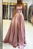 Satin Formal Prom Dress with Spaghetti strap