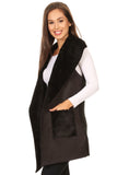 Women's Faux Fur/Suede Open Front Cardigan Vest