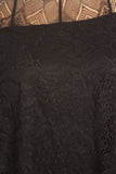 DR-02112 Women's Black Lined Lace Long Sleeves Mini Dress One Size Fits Most