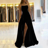 Satin Formal Prom Dress with Spaghetti strap