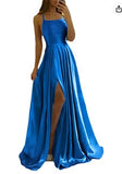 Satin Formal Prom Dress with Spaghetti strap