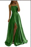 Satin Formal Prom Dress with Spaghetti strap