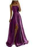 Satin Formal Prom Dress with Spaghetti strap
