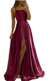 Satin Formal Prom Dress with Spaghetti strap
