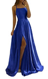 Satin Formal Prom Dress with Spaghetti strap