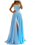 Satin Formal Prom Dress with Spaghetti strap