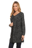HA-1126 Women's Crochet Black/Metallic Thread Cardigan with Pockets