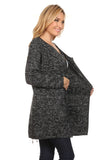 HA-1126 Women's Crochet Black/Metallic Thread Cardigan with Pockets