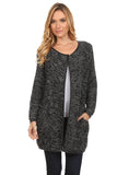 HA-1126 Women's Crochet Black/Metallic Thread Cardigan with Pockets