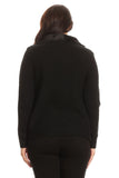 HA-1132 Women's Knit Black Faux Fur/Suede Cardigan Jacket