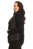 HA-1132 Women's Knit Black Faux Fur/Suede Cardigan Jacket