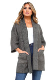 HA-1134 Women's Chevron Thick Knit Open Front Cardigan