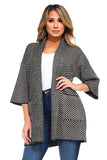 HA-1134 Women's Chevron Thick Knit Open Front Cardigan
