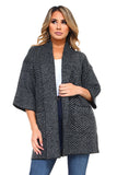 HA-1134 Women's Chevron Thick Knit Open Front Cardigan