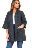 HA-1134 Women's Chevron Thick Knit Open Front Cardigan