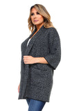 HA-1134 Women's Chevron Thick Knit Open Front Cardigan