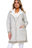 HA-1135 Women's Thick Knit Sherpa Collar Open Front Cardigan
