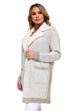 HA-1135 Women's Thick Knit Sherpa Collar Open Front Cardigan