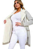 HA-1135 Women's Thick Knit Sherpa Collar Open Front Cardigan