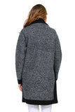 HA-1135 Women's Thick Knit Sherpa Collar Open Front Cardigan