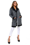 HA-1135 Women's Thick Knit Sherpa Collar Open Front Cardigan