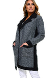 HA-1135 Women's Thick Knit Sherpa Collar Open Front Cardigan