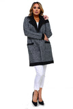 HA-1135 Women's Thick Knit Sherpa Collar Open Front Cardigan