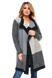 HA-1136 Women's  Knit Plaid Oversized Open Front Cardigan