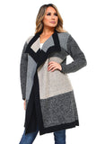 HA-1136 Women's  Knit Plaid Oversized Open Front Cardigan