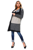 HA-1136 Women's  Knit Plaid Oversized Open Front Cardigan