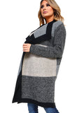HA-1136 Women's  Knit Plaid Oversized Open Front Cardigan