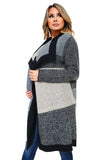 HA-1136 Women's  Knit Plaid Oversized Open Front Cardigan