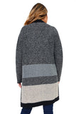 HA-1136 Women's  Knit Plaid Oversized Open Front Cardigan