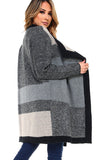 HA-1136 Women's  Knit Plaid Oversized Open Front Cardigan