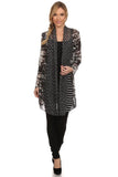 HB-3005 Women's Lightweight Patchwork Open Front Cardigan