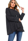 HC-1153 Women's Gray Duo Fabric Cardigan with One Button-Closure