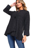 HC-1153 Women's Gray Duo Fabric Cardigan with One Button-Closure