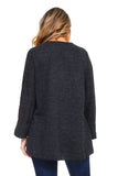 HC-1153 Women's Gray Duo Fabric Cardigan with One Button-Closure