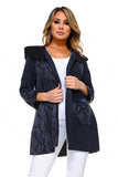 HC-1154 Women's Black/Blue Fake Snake Print Cardigan with Round Collar