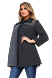 HC-1155 Women's Gray Multi-Pattern Patchwork Button Down Jacket