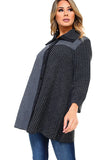 HC-1155 Women's Gray Multi-Pattern Patchwork Button Down Jacket