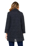 HC-1155 Women's Gray Multi-Pattern Patchwork Button Down Jacket