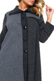 HC-1155 Women's Gray Multi-Pattern Patchwork Button Down Jacket