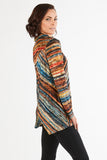 HCM-2300 Women's Velvet Striped Multicolor Cowl Neck Tunic Top