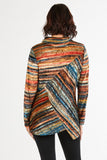 HCM-2300 Women's Velvet Striped Multicolor Cowl Neck Tunic Top