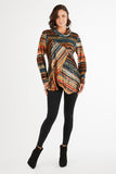 HCM-2300 Women's Velvet Striped Multicolor Cowl Neck Tunic Top