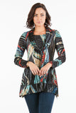 HCM-2304 Women's Velvet Multicolor Long Sleeves Cowl Neck Tunic Top