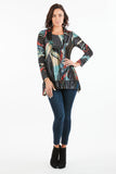 HCM-2304 Women's Velvet Multicolor Long Sleeves Cowl Neck Tunic Top