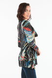 HCM-2304 Women's Velvet Multicolor Long Sleeves Cowl Neck Tunic Top