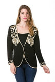 HIH-1905 Women's Black Scroll Black/Gold Cardigan with Button Closure